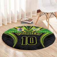 Custom Cook Islands Rugby Round Carpet Tatau Art Sport Style Black Color