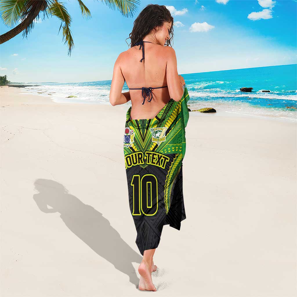Custom Cook Islands Rugby Sarong Tatau Art Sport Style Black Color