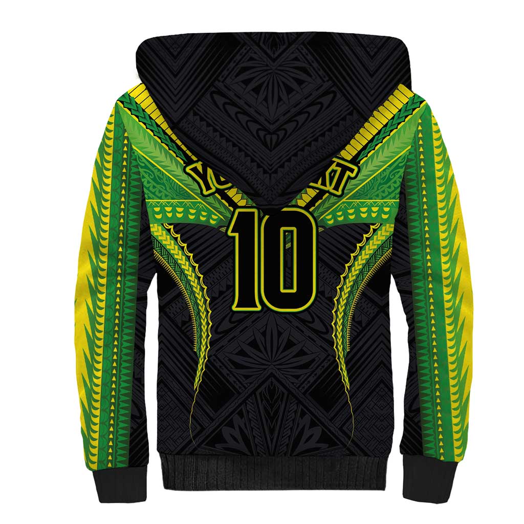 Custom Cook Islands Rugby Sherpa Hoodie Tatau Art Sport Style Black Color