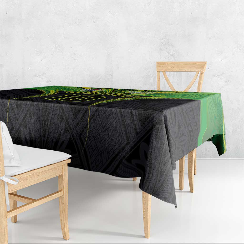 Custom Cook Islands Rugby Tablecloth Tatau Art Sport Style Black Color