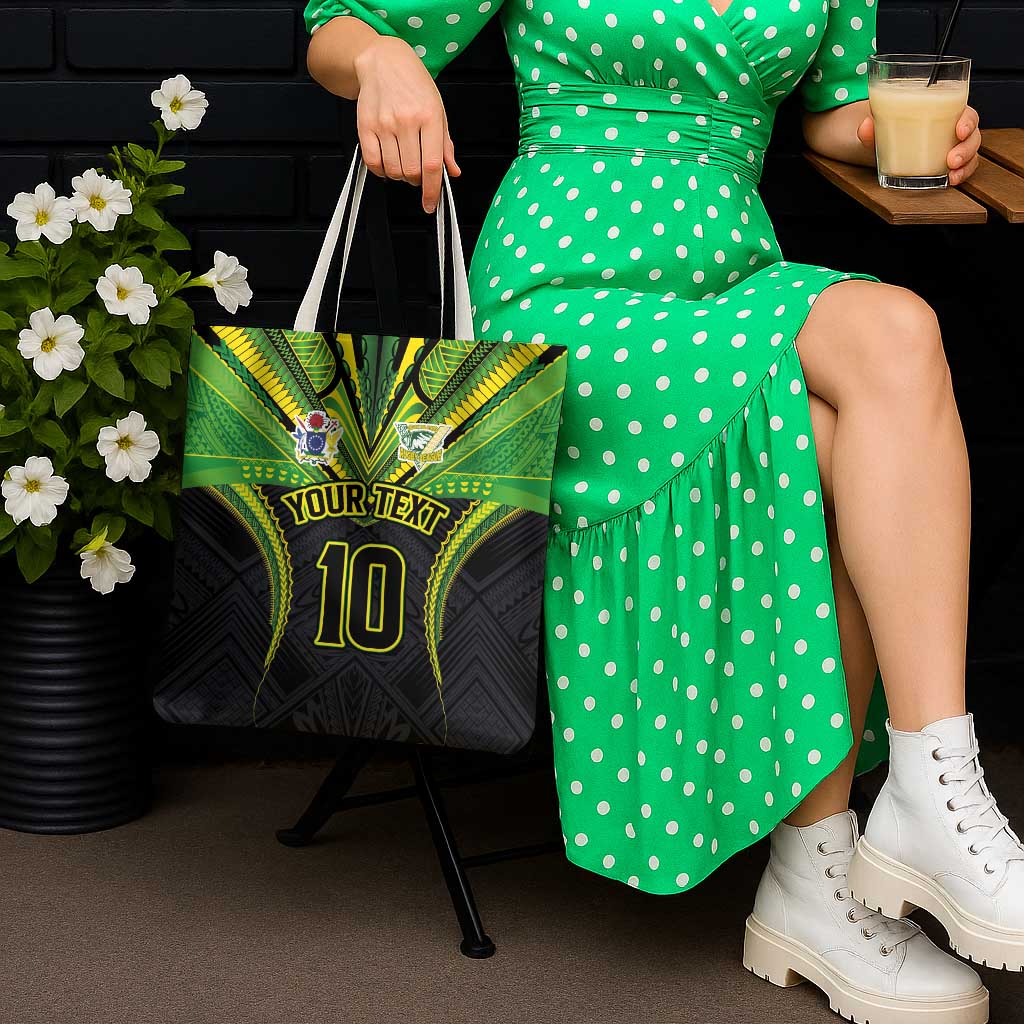 Custom Cook Islands Rugby Tote Bag Tatau Art Sport Style Black Color