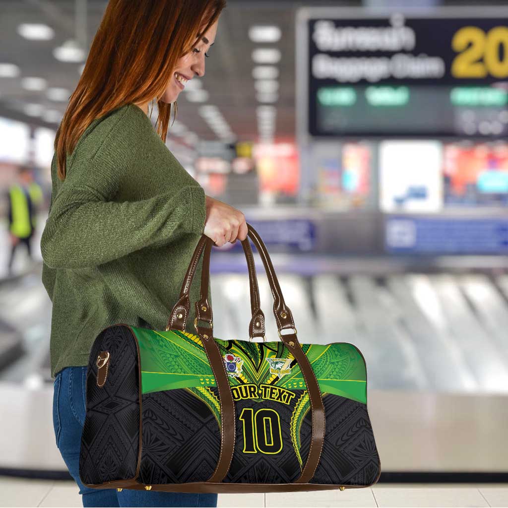 Custom Cook Islands Rugby Travel Bag Tatau Art Sport Style Black Color