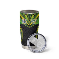 Custom Cook Islands Rugby Tumbler Cup Tatau Art Sport Style Black Color LT03 - Polynesian Pride