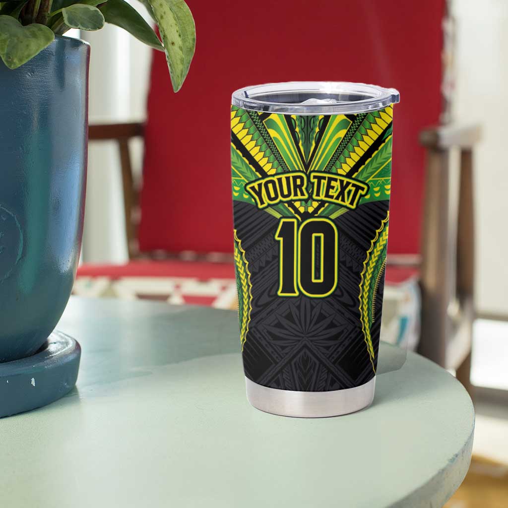 Custom Cook Islands Rugby Tumbler Cup Tatau Art Sport Style Black Color LT03 - Polynesian Pride