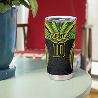 Custom Cook Islands Rugby Tumbler Cup Tatau Art Sport Style Black Color LT03 - Polynesian Pride