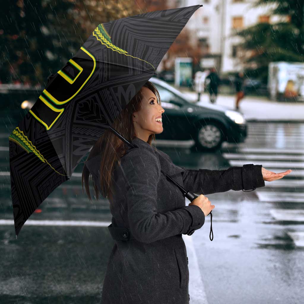 Custom Cook Islands Rugby Umbrella Tatau Art Sport Style Black Color