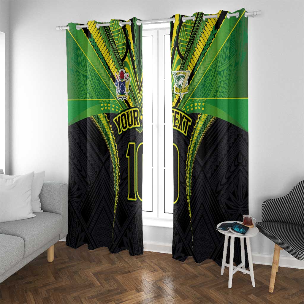 Custom Cook Islands Rugby Window Curtain Tatau Art Sport Style Black Color