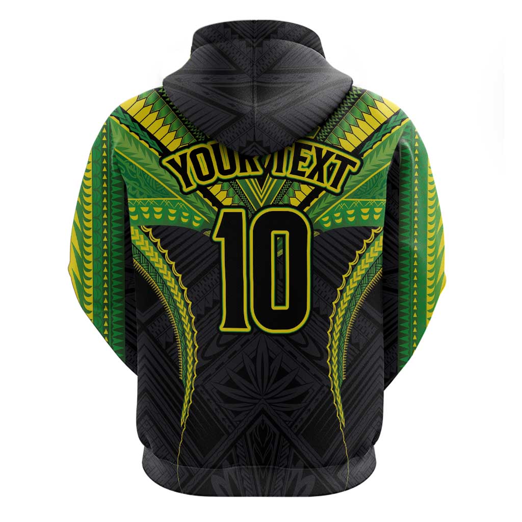 Custom Cook Islands Rugby Zip Hoodie Tatau Art Sport Style Black Color LT03 - Polynesian Pride