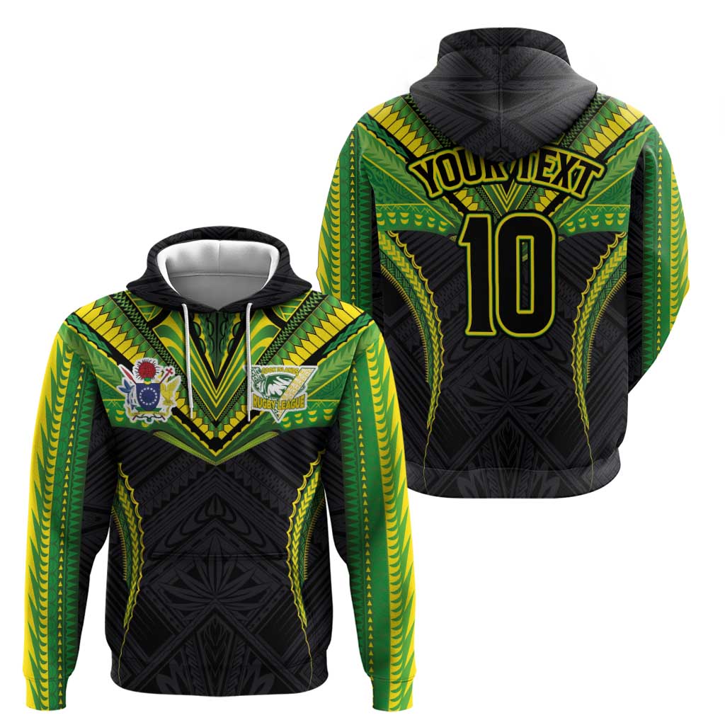 Custom Cook Islands Rugby Zip Hoodie Tatau Art Sport Style Black Color LT03 - Polynesian Pride