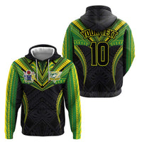 Custom Cook Islands Rugby Zip Hoodie Tatau Art Sport Style Black Color LT03 - Polynesian Pride