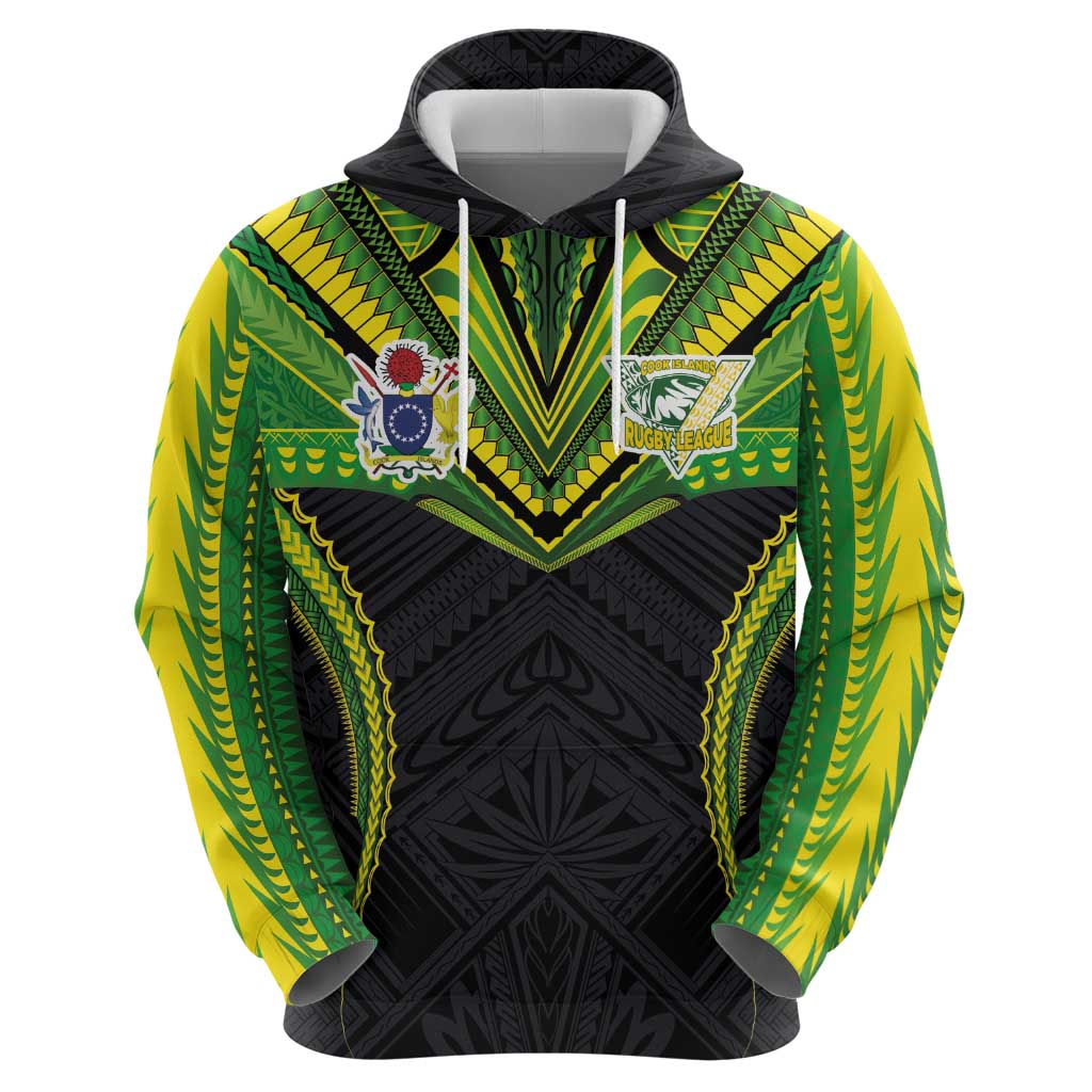 Custom Cook Islands Rugby Zip Hoodie Tatau Art Sport Style Black Color LT03 - Polynesian Pride