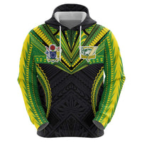 Custom Cook Islands Rugby Zip Hoodie Tatau Art Sport Style Black Color LT03 - Polynesian Pride