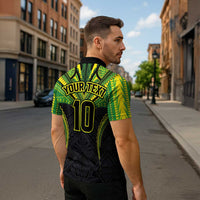 Custom Cook Islands Rugby Zipper Polo Shirt Tatau Art Sport Style Black Color