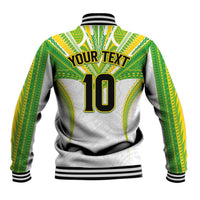 Custom Cook Islands Rugby Baseball Jacket Tatau Art Sport Style White Color LT03 - Polynesian Pride