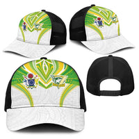Cook Islands Rugby Baseball Net Cap Tatau Art Sport Style White Color