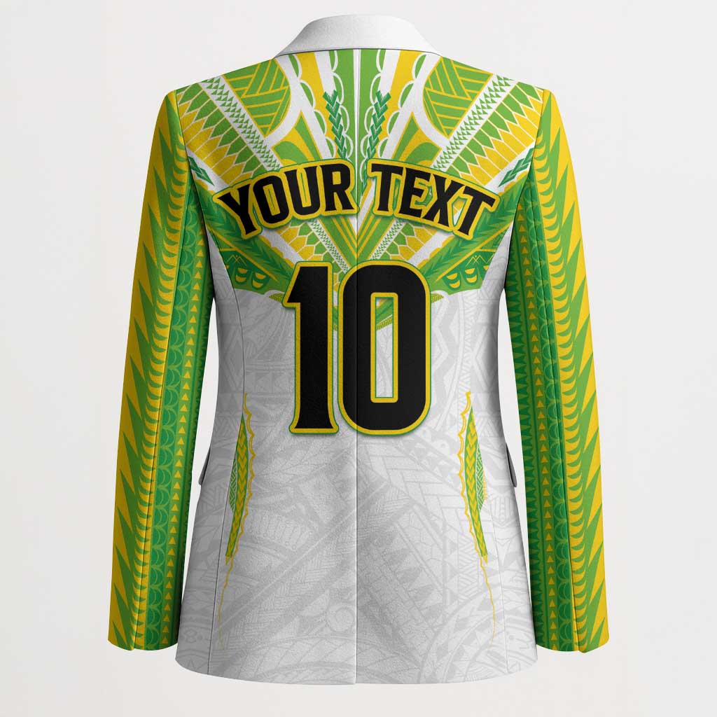 Custom Cook Islands Rugby Blazer Tatau Art Sport Style White Color LT03 - Polynesian Pride
