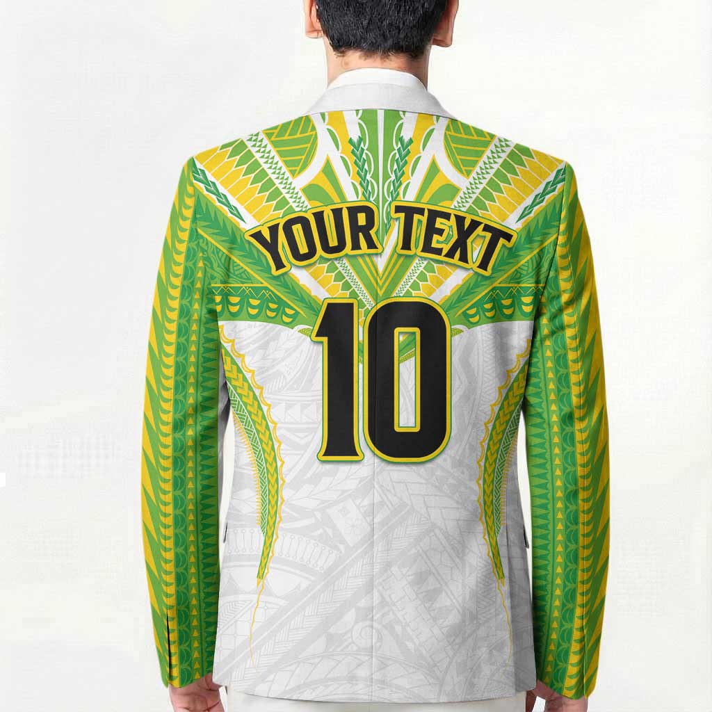 Custom Cook Islands Rugby Blazer Tatau Art Sport Style White Color LT03 - Polynesian Pride