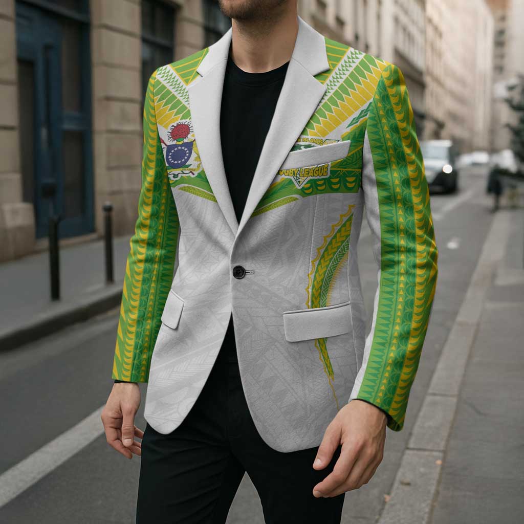 Custom Cook Islands Rugby Blazer Tatau Art Sport Style White Color LT03 - Polynesian Pride
