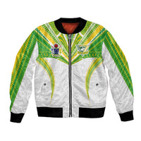 Custom Cook Islands Rugby Bomber Jacket Tatau Art Sport Style White Color LT03 Unisex White - Polynesian Pride