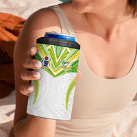 Custom Cook Islands Rugby 4 in 1 Can Cooler Tumbler Tatau Art Sport Style White Color
