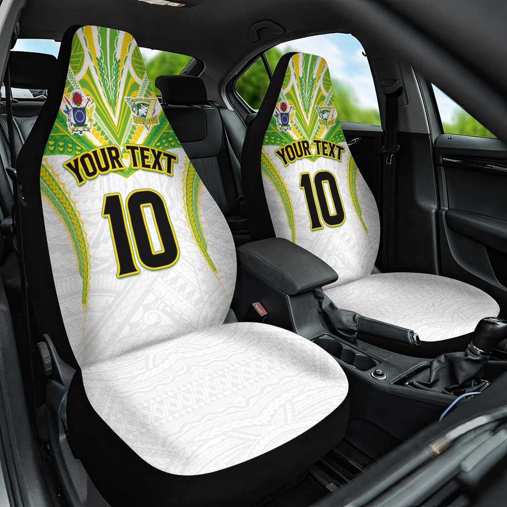 Custom Cook Islands Rugby Car Seat Cover Tatau Art Sport Style White Color LT03 One Size White - Polynesian Pride