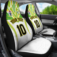 Custom Cook Islands Rugby Car Seat Cover Tatau Art Sport Style White Color LT03 - Polynesian Pride