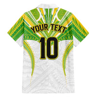 Custom Cook Islands Rugby Family Matching Off Shoulder Short Dress and Hawaiian Shirt Tatau Art Sport Style White Color