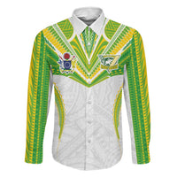 Custom Cook Islands Rugby Family Matching Off Shoulder Short Dress and Hawaiian Shirt Tatau Art Sport Style White Color