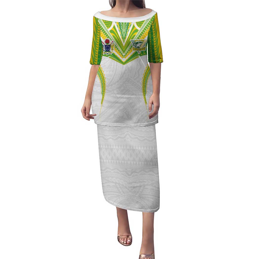Custom Cook Islands Rugby Family Matching Puletasi and Hawaiian Shirt Tatau Art Sport Style White Color
