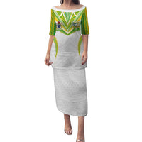 Custom Cook Islands Rugby Family Matching Puletasi and Hawaiian Shirt Tatau Art Sport Style White Color
