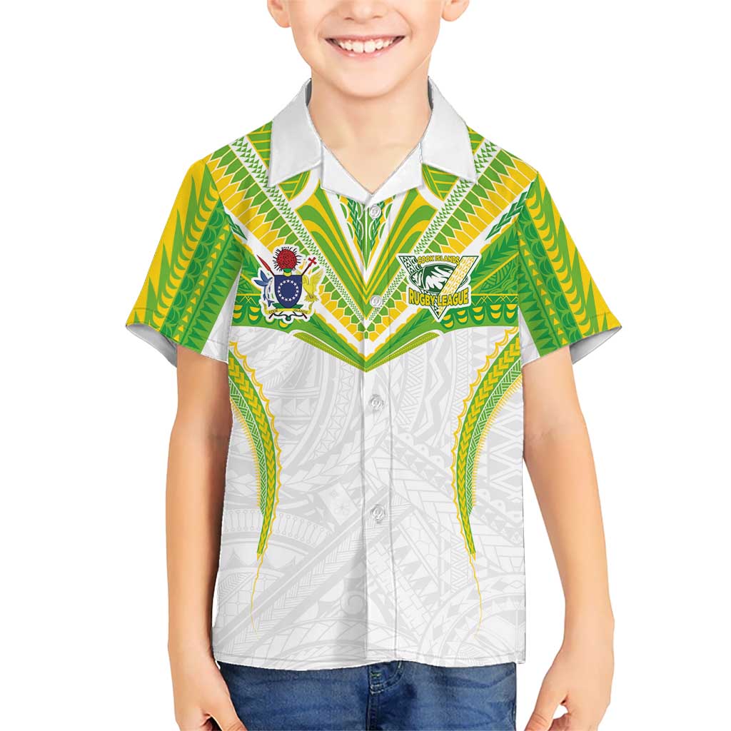 Custom Cook Islands Rugby Family Matching Puletasi and Hawaiian Shirt Tatau Art Sport Style White Color