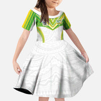 Custom Cook Islands Rugby Family Matching Summer Maxi Dress and Hawaiian Shirt Tatau Art Sport Style White Color