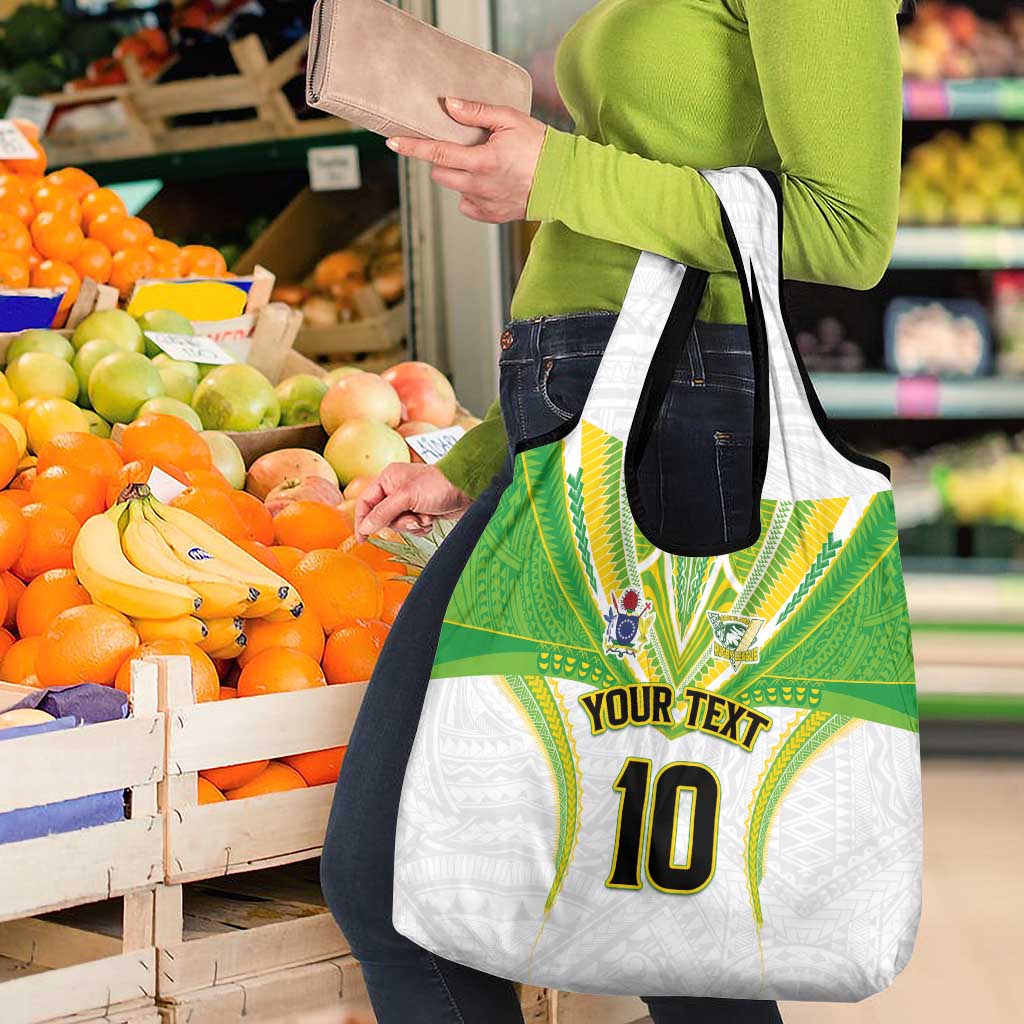 Custom Cook Islands Rugby Grocery Bag Tatau Art Sport Style White Color