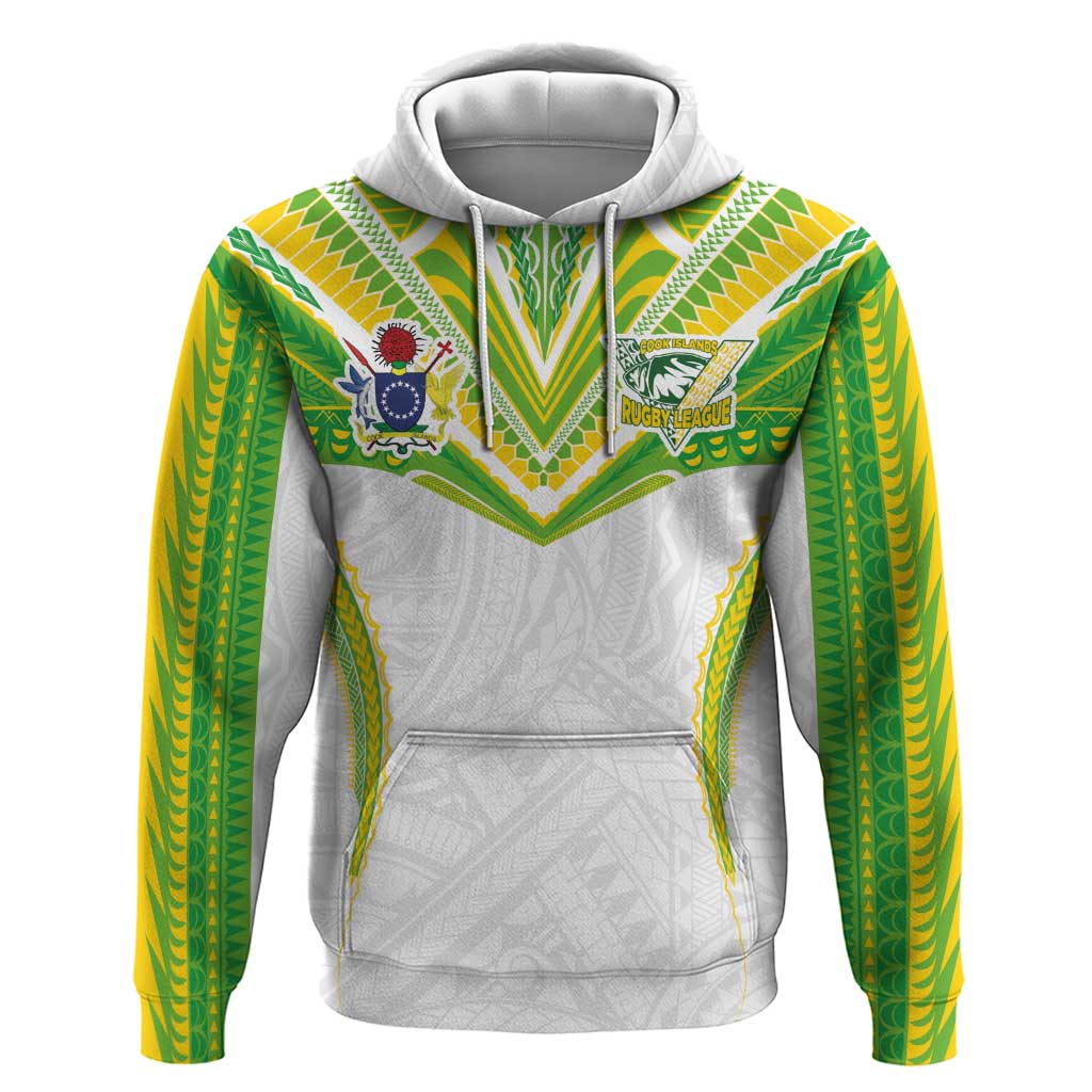 Custom Cook Islands Rugby Hoodie Tatau Art Sport Style White Color