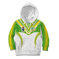 Custom Cook Islands Rugby Kid Hoodie Tatau Art Sport Style White Color