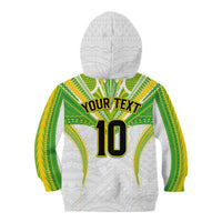 Custom Cook Islands Rugby Kid Hoodie Tatau Art Sport Style White Color