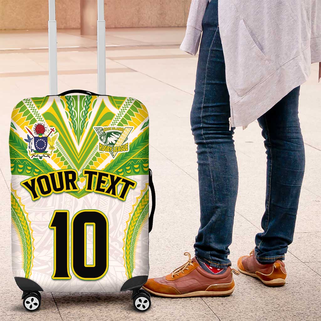 Custom Cook Islands Rugby Luggage Cover Tatau Art Sport Style White Color LT03 White - Polynesian Pride