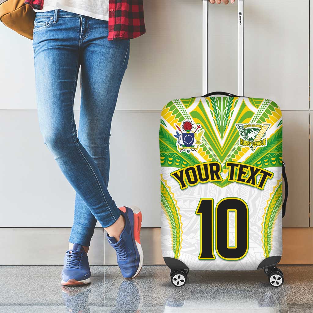 Custom Cook Islands Rugby Luggage Cover Tatau Art Sport Style White Color LT03 - Polynesian Pride