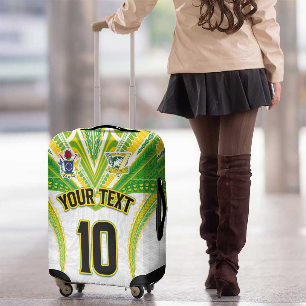 Custom Cook Islands Rugby Luggage Cover Tatau Art Sport Style White Color LT03 - Polynesian Pride