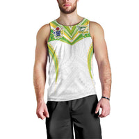 Custom Cook Islands Rugby Men Tank Top Tatau Art Sport Style White Color