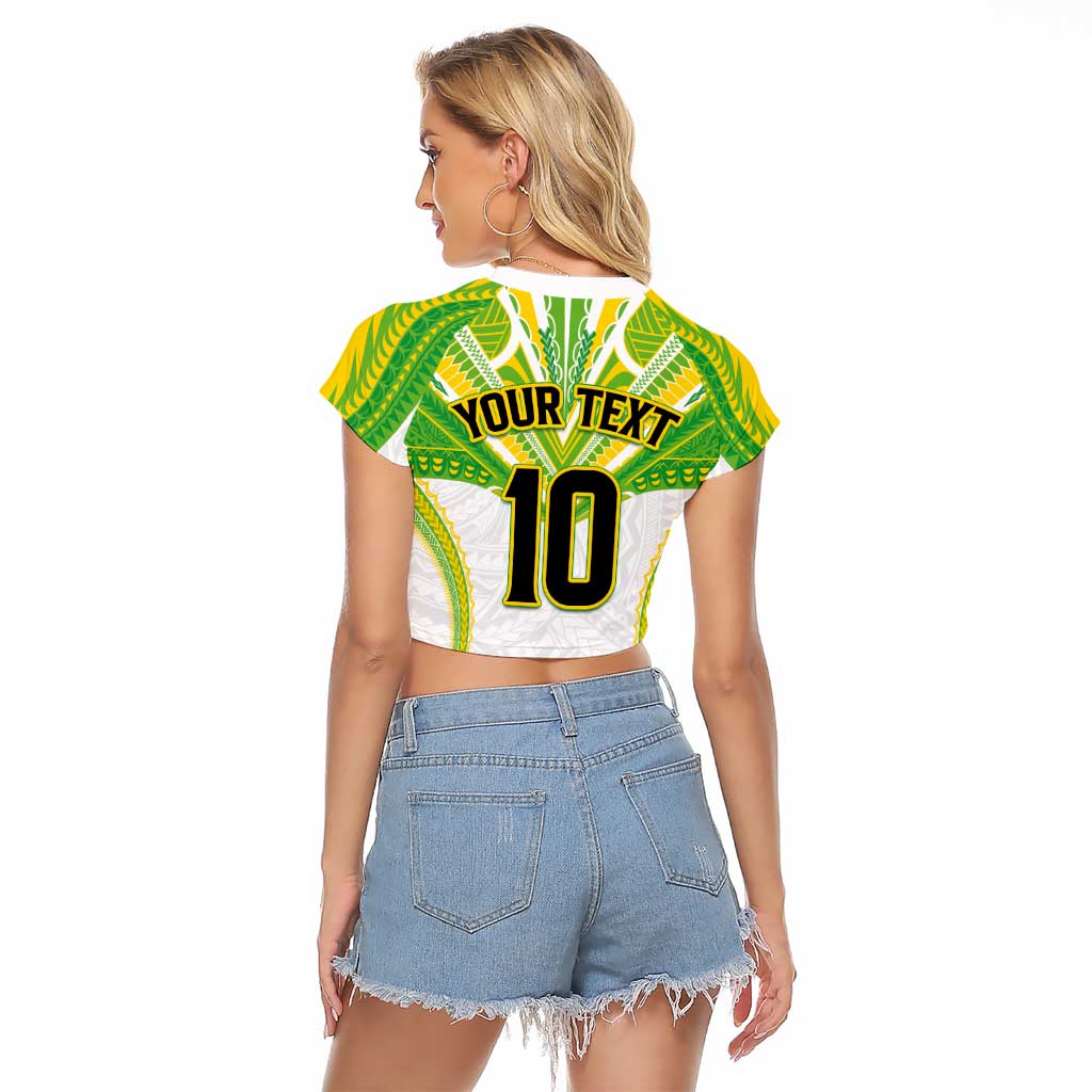 Custom Cook Islands Rugby Raglan Cropped T Shirt Tatau Art Sport Style White Color