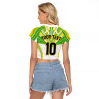 Custom Cook Islands Rugby Raglan Cropped T Shirt Tatau Art Sport Style White Color