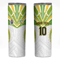 Custom Cook Islands Rugby Skinny Tumbler Tatau Art Sport Style White Color