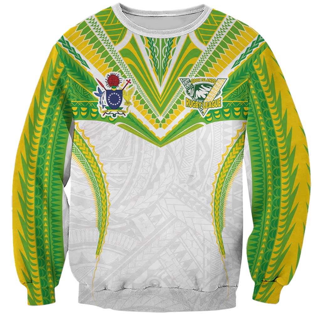 Custom Cook Islands Rugby Sweatshirt Tatau Art Sport Style White Color LT03 Unisex White - Polynesian Pride