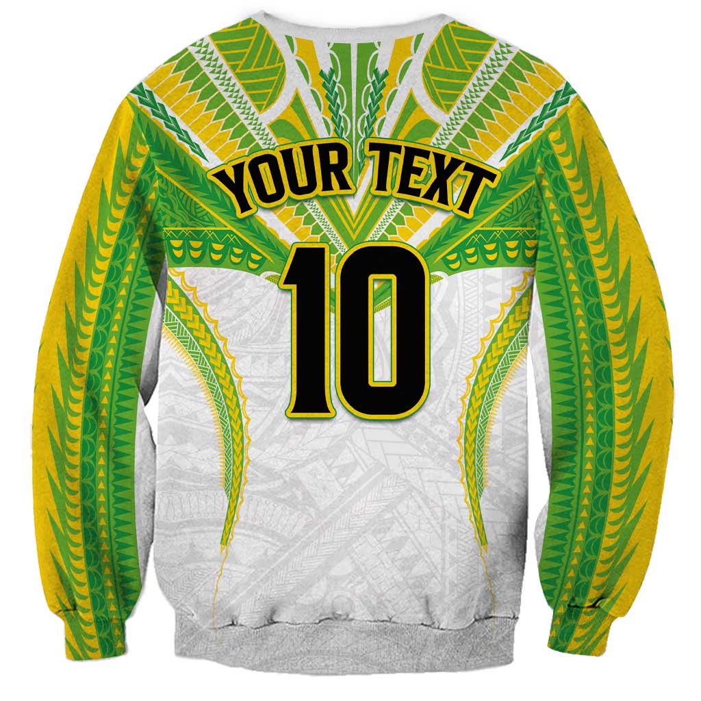 Custom Cook Islands Rugby Sweatshirt Tatau Art Sport Style White Color LT03 - Polynesian Pride