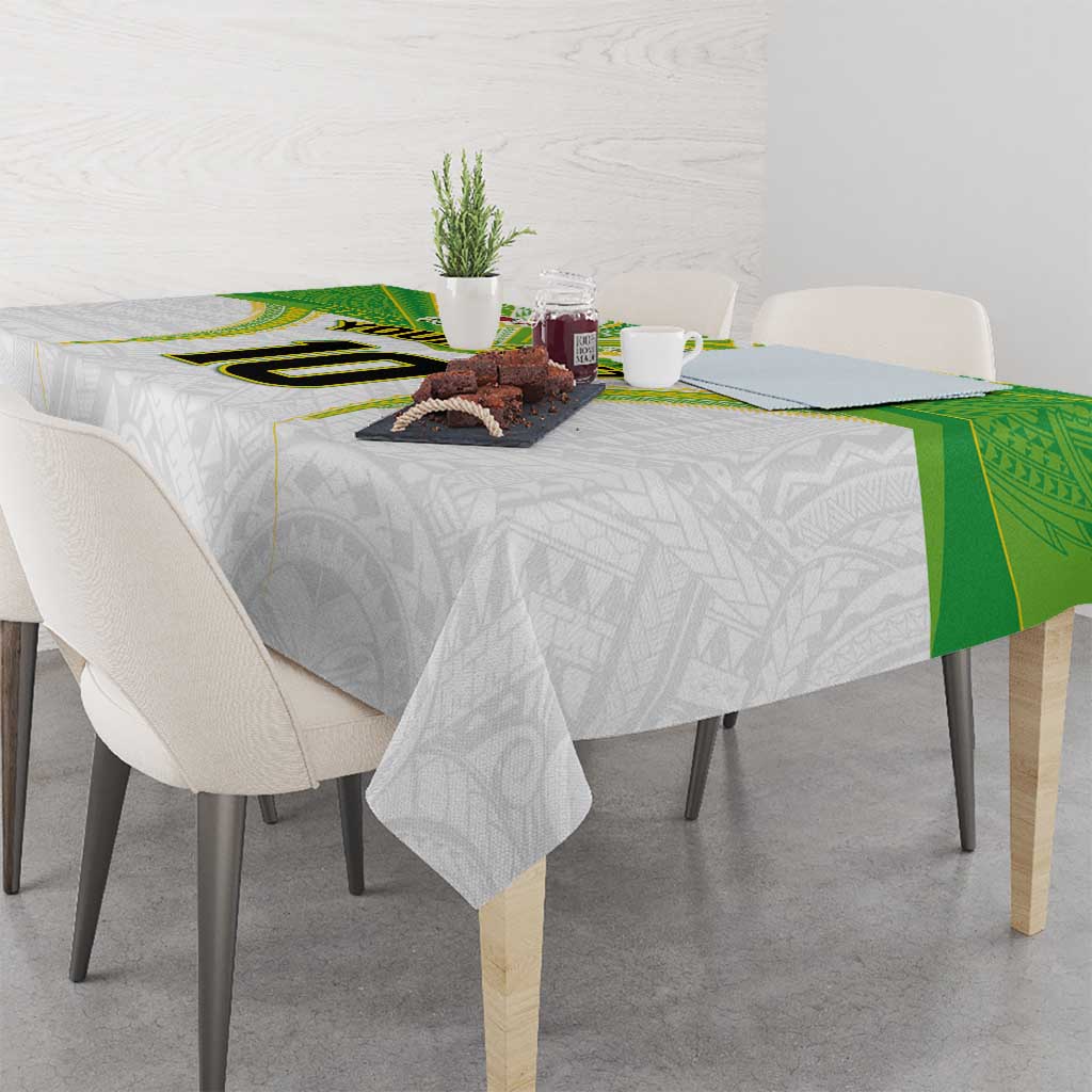 Custom Cook Islands Rugby Tablecloth Tatau Art Sport Style White Color LT03 - Polynesian Pride