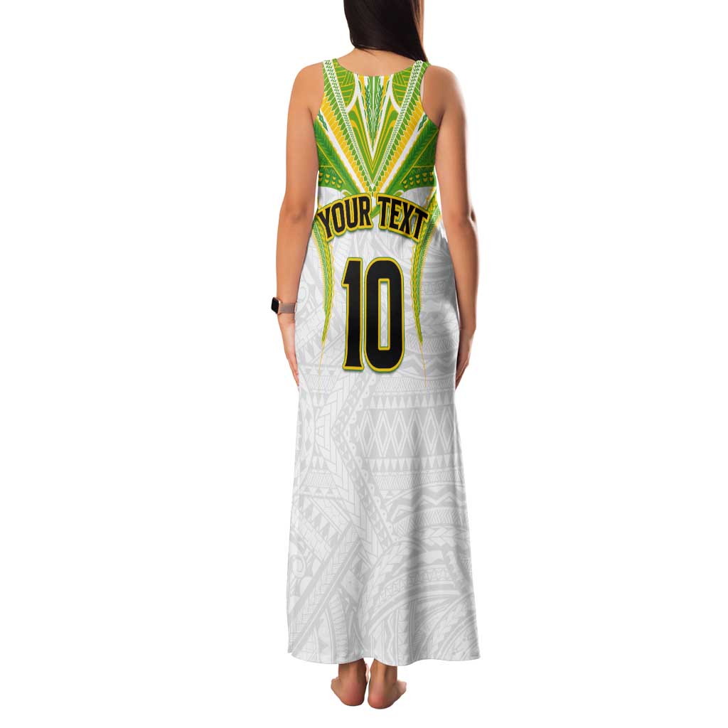 Custom Cook Islands Rugby Tank Maxi Dress Tatau Art Sport Style White Color
