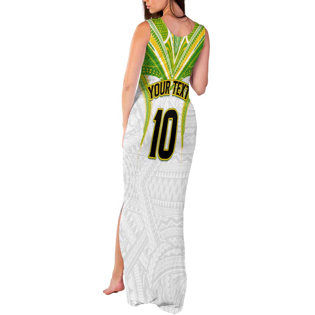 Custom Cook Islands Rugby Tank Maxi Dress Tatau Art Sport Style White Color