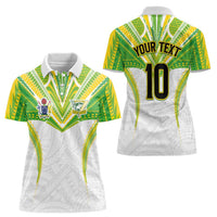Custom Cook Islands Rugby Women Polo Shirt Tatau Art Sport Style White Color