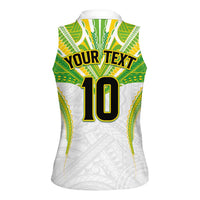 Custom Cook Islands Rugby Women Sleeveless Polo Shirt Tatau Art Sport Style White Color